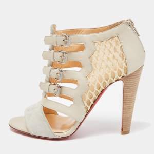 Christian Louboutin Two Tone Leather and Mesh Trotti Sandals Size 36