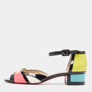 Christian Louboutin Multicolor Patent Leather Mondiri Sandals Size 38