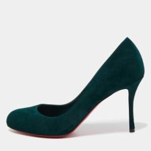 Pre Owned Christian Louboutin Green Suede Ron Ron Pumps Size 40