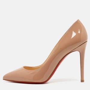 Christian Louboutin Beige Patent Leather Pigalle Pumps Size 38