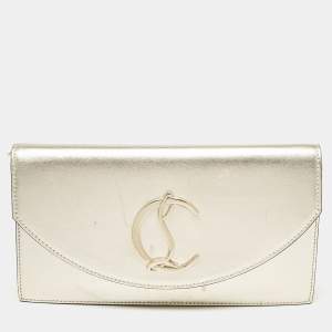 Christian Louboutin Gold Leather Loubi54 Clutch Bag