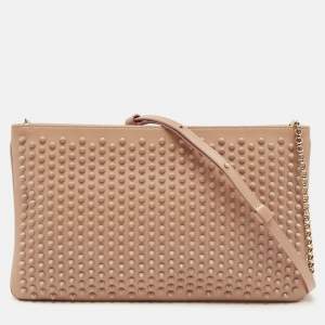 Christian Louboutin Beige Leather Spike Clutch Bag
