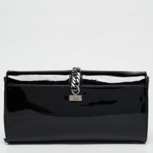 Christian Louboutin Black Patent Leather Catalina Clutch