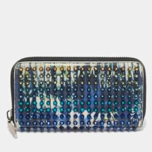 Christian Louboutin Multicolor Leather Panettone Spikes  Zip Around Wallet
