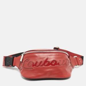 Christian Louboutin Red/Black Leather and Mesh Marie Jane Waist Bag