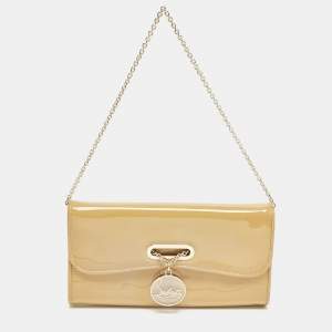 Christian Louboutin Beige Patent Leather Riviera Chain Clutch
