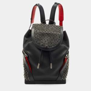 Christian Louboutin Black Leather and Rubber Explorafunk Backpack