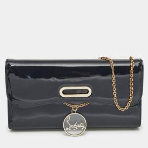 Christian Louboutin Dark Blue Patent Leather Riviera Chain Clutch