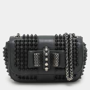 Christian Louboutin Black Leather Mini Spiked Sweet Charity Crossbody Bag