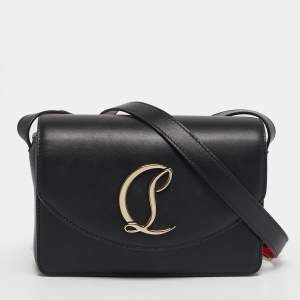 مملوكة مسبقًا Christian Louboutin Loubi54 Small Black Leather Shoulder Bag