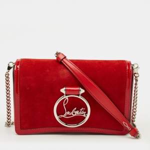 مملوكة مسبقًا Christian Louboutin Rubylou Red Leather and Suede Clutch Bag