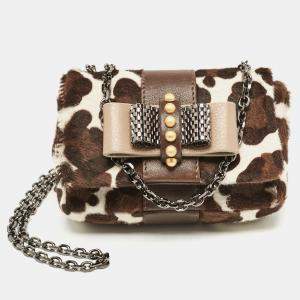 Christian Louboutin White Animal Print Calfhair Mini Sweet Charity Shoulder Bag