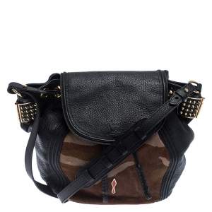 Christian Louboutin Black/Brown Leather and Calfhair Dompteuse Backpack