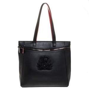 Christian Louboutin Black Leather Studded Crest Tote