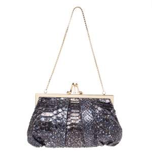 Christian Louboutin Blue Python Loubi Lula Chain Clutch