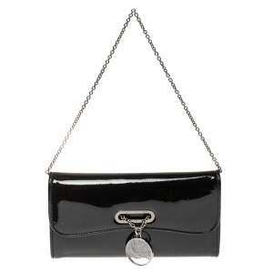 Christian Louboutin Black Patent Leather Riviera Clutch