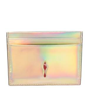 Christian Louboutin Silver Holographic Leather Card Holder