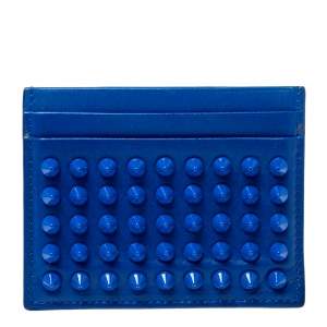 Christian Louboutin Electric Blue Leather Kios Rockstud Card Holder 