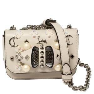 Christian Louboutin Ivory Leather Mini Sweet Charity Pearl Crossbody Bag