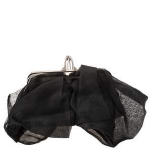 Christian Louboutin Black Satin Loubi Lula Clutch