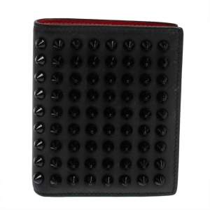 Christian Louboutin Black/Red Leather Clipsos Studded Bifold Wallet