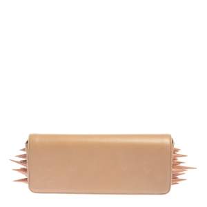 Christian Louboutin Beige Leather Marquise Spiked Clutch