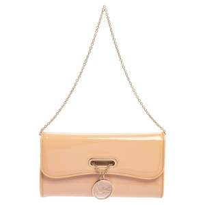 Christian Louboutin Beige Patent Leather Riviera Clutch
