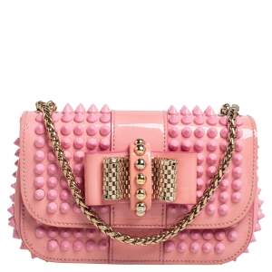Christian Louboutin Pink Patent Leather Mini Spiked Sweet Charity Crossbody Bag