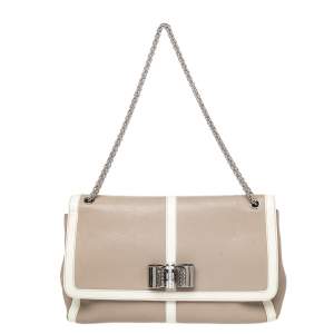 Christian Louboutin Beige /White Patent And Leather Sweet Charity Shoulder Bag