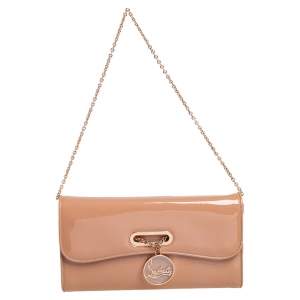 Christian Louboutin Beige Patent Leather Riviera Chain Clutch