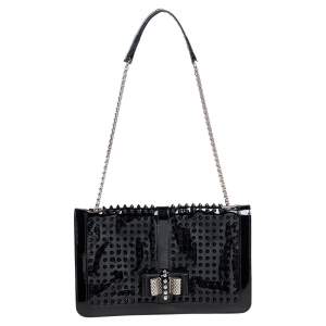 Christian Louboutin Black Patent Leather Spike Sweet Charity Shoulder Bag