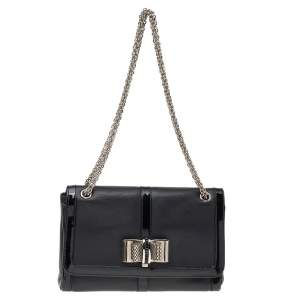 Christian Louboutin Black Leather And Patent Leather Sweet Charity Shoulder Bag