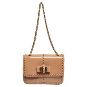 Christian Louboutin Beige Patent Leather and Leather Sweet Charity Shoulder Bag
