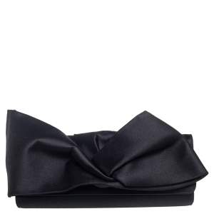 Christian Louboutin Black Satin Loubibow Clutch