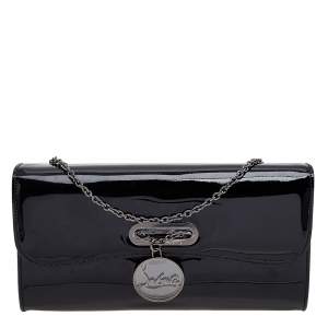 Christian Louboutin Black Patent Leather Riviera Clutch
