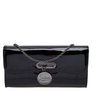 Christian Louboutin Black Patent Leather Riviera Clutch
