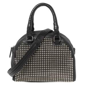 Christian Louboutin Black Leather Studded Panettone Satchel 