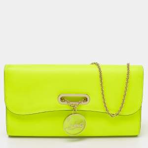 Christian Louboutin Neon Green Matte Leather Riviera Chain Clutch