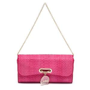 Christian Louboutin Grenadine Snakeskin and Patent Leather Riviera Chain Clutch