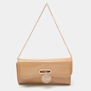 Christian Louboutin Beige Patent Leather Riviera Clutch