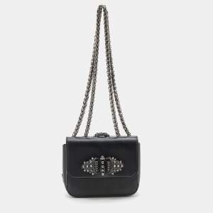 Christian Louboutin Black Leather Sweet Charity Loubi Bow Shoulder Bag