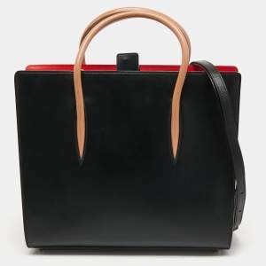Christian Louboutin Black/Red Leopard Print Patent and Leather Paloma Tote