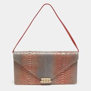 Christian Louboutin Ombre Orange Python Envelope Clutch