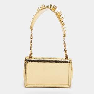 Christian Louboutin Gold Snakeskin Artemis Spiked Shoulder Bag