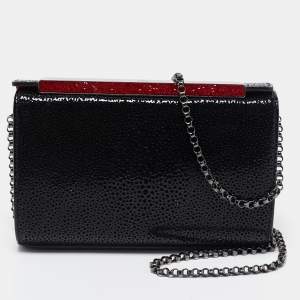 Christian Louboutin Black Patent Leather Small Vanite Chain Clutch