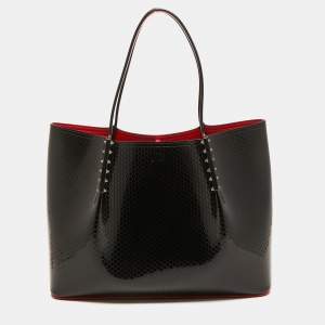Christian Louboutin Black Embossed Patent Leather Large Cabarock Tote