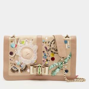 Christian Louboutin Multicolor Satin and Leather Sweet Charity Make Up Clutch Bag