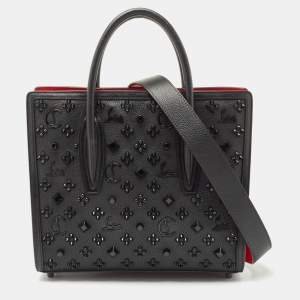 Christian Louboutin Black/Red Leather Medium Spike Paloma Tote