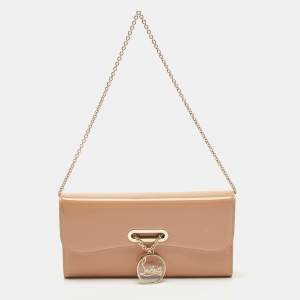 Christian Louboutin Beige Patent Leather Riviera Chain Clutch