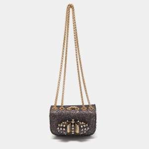 Christian Louboutin Multicolor Glitter and Leather Mini Spiked Sweet Charity Crossbody Bag